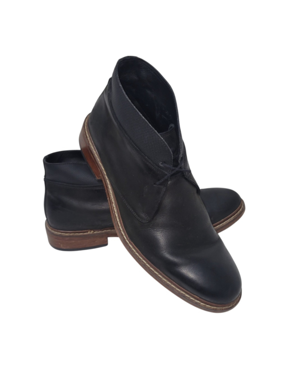 Cole Haan Men's Black Colton Chukka Lace-Up Leather Boots Style C20111 Size 9.5M